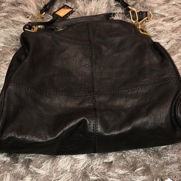 Badgley Mischka Emily Black Leather Handbag - Picture 4 of 8